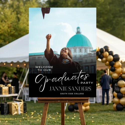 Welcome To Our Grad Party [ Add Name + School ], Sign. 24"x18"