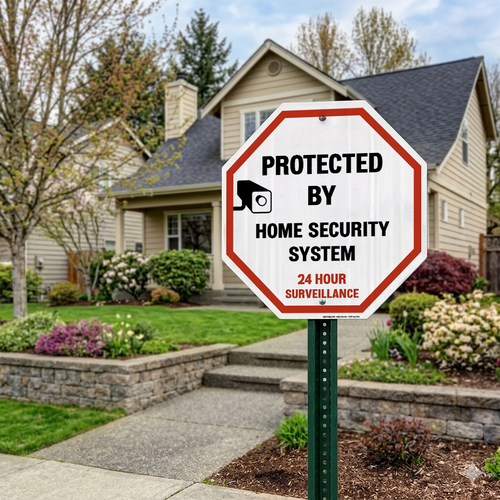Example of Protected By Home Security II, 24 Hour Surveillance Sign