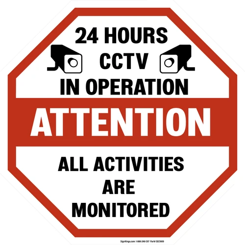 Attention CCTV In Operation, 24 Hour Surveillance Sign