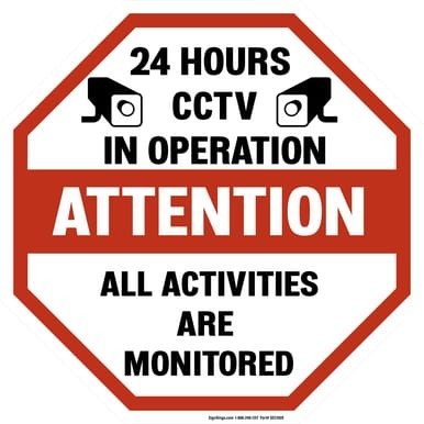 Attention CCTV In Operation, Video Surveillance (Part#: SEC1009)