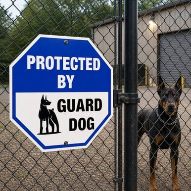 Example of Protected By Guard Dog, Property Sign