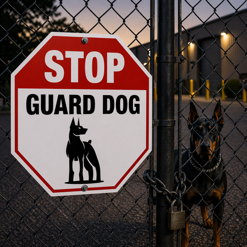 Example of Stop Guard Dog, Property Sign