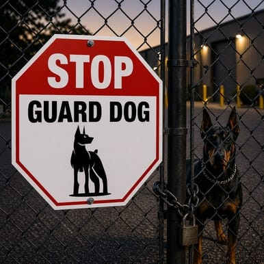 Example of Stop Guard Dog, Property Sign