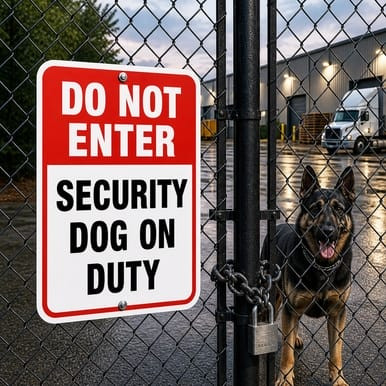 Example Do Not Enter - Security Dog On Duty  Property Sign