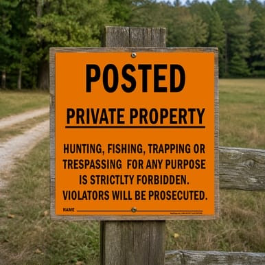 Posted Private Property (Orange), Property Sign (Part#: POST1000)