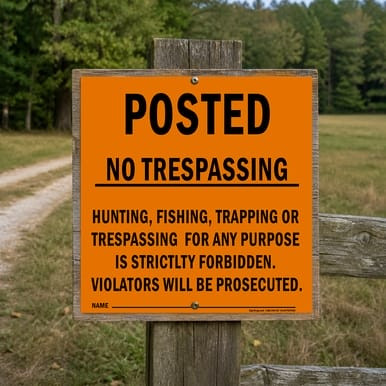 Posted No Trespassing (Orange), Property Sign (Part#: POST1001)