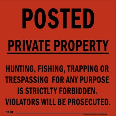 Posted Private Property (Red), Property Sign (Part#: POST1004)