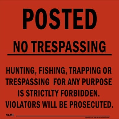 Posted No Trespassing (Red), Property Sign (Part#: POST1005)
