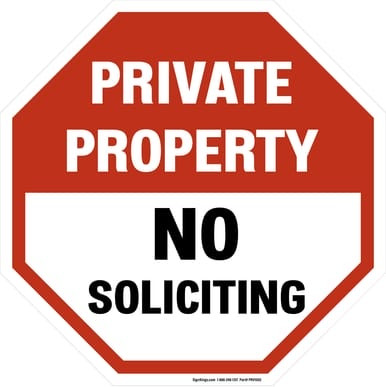 Private Property - No Soliciting, Property Sign (Part#: PRV1002)