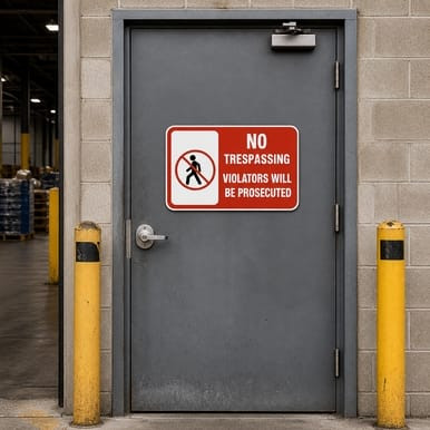 No Trespassing - Violators Will Be Prosecuted (No Pedestrian Symbol), Property Sign (Part#: PRV1003)