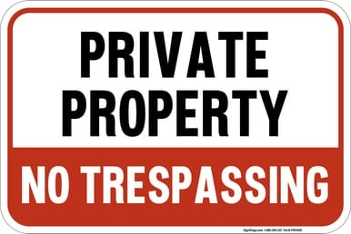 Private Property - No Trespassing, Property Sign (Part#: PRV1005)