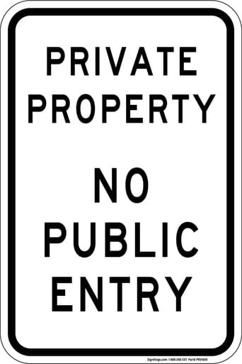 Private Property - No Public Entry, Property Sign (Part#: PRV1009)
