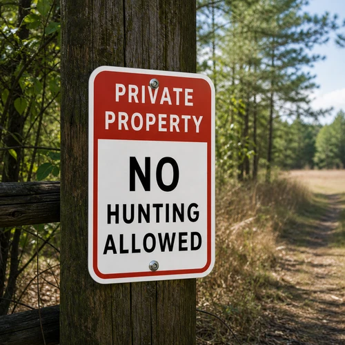 Example of Private Property - No Hunting Allowed, Property Sign