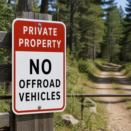 Example of Private Property - No Offroad Vehicles, Property Sign