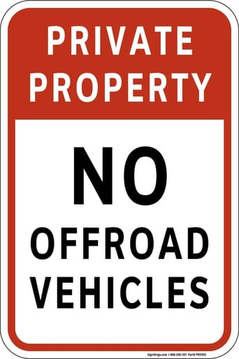 Private Property - No Offroad Vehicles, Property Sign (Part#: PRV1013)