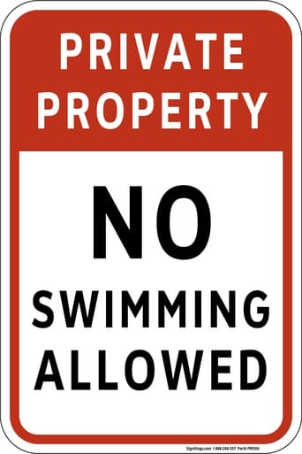 Private Property - No Swimming Allowed, Property Sign (Part#: PRV1015)