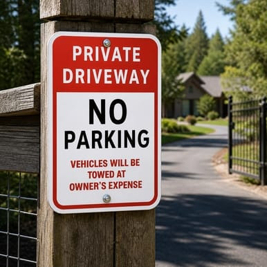 Private Driveway - No Parking - Vehicles Will Be Towed At Owner's Expense, Property Sign (Part#: PRV1018)