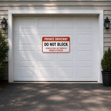 Private Driveway - Do Not Block - Vehicles Will Be Towed At Owner's Expense, Property Sign (Part#: PRV1019)