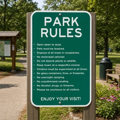 Park Rules, Property Conduct Sign (Part#: RUL1000)