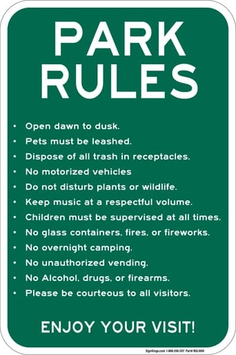 Park Rules, Property Conduct Sign (Part#: RUL1000)