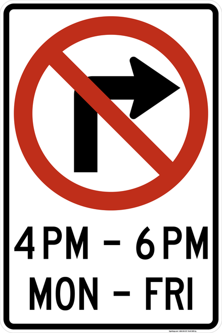 Movement Prohibition, Part-Time (2 lines), MUTCD (Part#: SKR3-1g), MUTCD Lane  and Turn Control