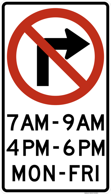 Movement Prohibition, Part-Time (3 lines), MUTCD (Part#: SKR3-1h), MUTCD Lane  and Turn Control