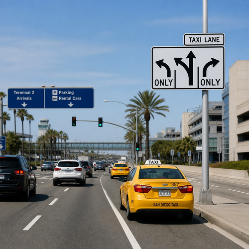 Example of Taxi Lane (Plaque), R3-5dp  30"x12"