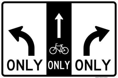 Advance Intersection 3 Lane Control with Bike Lane (Forward), MUTCD
