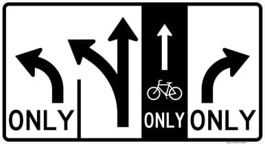Advance Intersection 4 Lane Control with Bike Lane, MUTCD