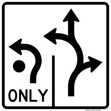 Advance Circular Intersection Lane Control (2 Lanes) - L_LTR, MUTCD (Part#: SKR3-8zd)