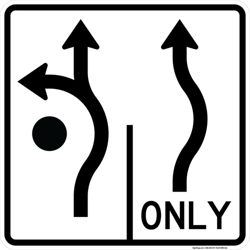 Advance Circular Intersection Lane Control (2 Lanes) - LT_T, MUTCD Lane  and Turn Control