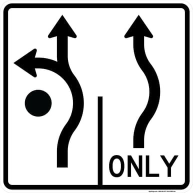 Advance Circular Intersection Lane Control 2 lanes - (Left/Thru-Thru), MUTCD (Part#: SKR3-8ze)