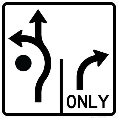 Advance Circular Intersection Lane Control - 2 Lanes (Left-Thru/Right), MUTCD (Part#: SKR3-8zg)