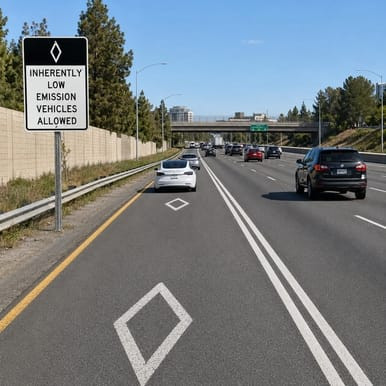 Preferential Lane Vehicle Class Allowed (Post-Mounted), MUTCD (Part#: SKR3-10a), R3-10a, MUTCD Lane  and Turn Control, 30"x42", 36"x60"