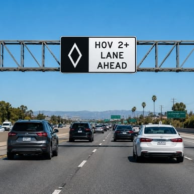 HOV Lane Ahead (Overhead), MUTCD (Part#: SKR3-15), MUTCD Lane  and Turn Control, R3-15, 66"x36"