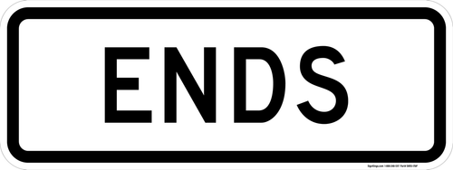 Ends Supplemental Plaque R3-17bP, MUTCD Lane  and Turn Control
