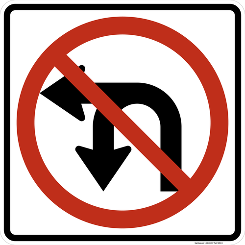 Movement Prohibition - No U or Left Turn, MUTCD Lane  and Turn Control