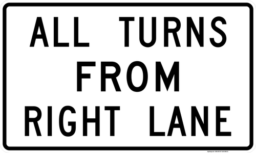 All Turns From Right Lane, MUTCD Lane  and Turn Control