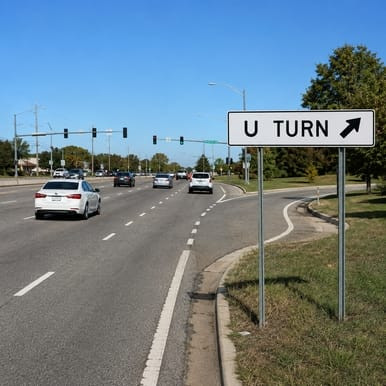U-Turn Directional (Oblique), MUTCD (Part#: SKR3-24b), R3-24b, MUTCD Lane and Turn Control, 72"x18"