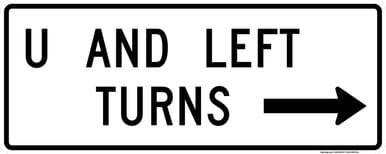 U and Left Turns Directional, MUTCD (Part#: SKR3-25a), MUTCD Lane  and Turn Control