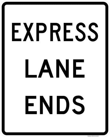 Express Lane Ends (Post-Mounted), MUTCD (Part#: SKR3-42)