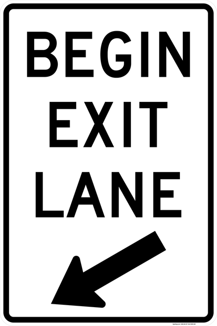 Begin Exit Lane (Right-Sided), MUTCD Lane  and Turn Control