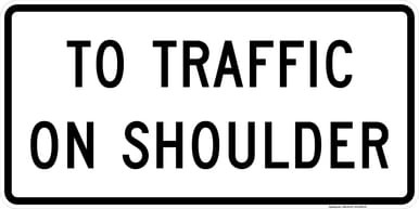 To Traffic on Shoulder (Plaque), MUTCD (Part#: SKR3-57P), MUTCD Lane  and Turn Control