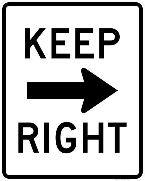 Keep Right (Text with Arrow), MUTCD Pass & Slow Traffic