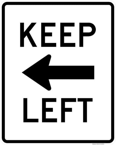 Keep Left (Text with Arrow), MUTCD (Part#: SKR4-8a), MUTCD Pass & Slow Traffic