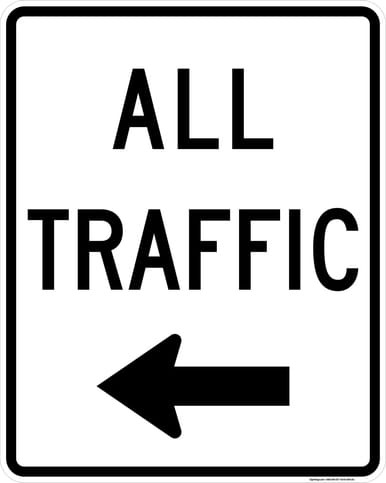 All Traffic (Left Arrow), MUTCD (Part#: SKR4-20L), MUTCD Pass & Slow Traffic