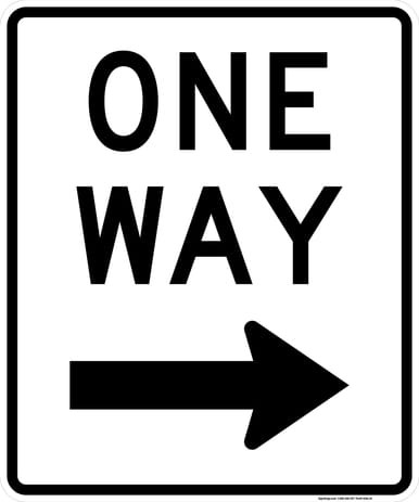 One Way (Right Arrow), Vertical, MUTCD (Part#: SKR6-2R), MUTCD One Direction