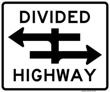 Divided Highway Crossing (Crossing Both Lanes), Vertical, MUTCD (Part#: SKR6-3), MUTCD One Direction