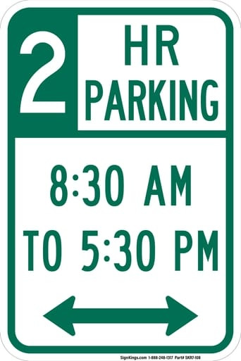 2 HR Parking (Time Limit), MUTCD (Part#: SKR7-108)