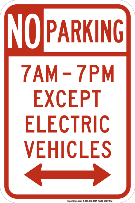 No Parking (Part Time) Except Electric Vehicles, MUTCD No Parking